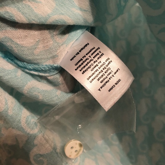 Talbots Petites Blue Sea Horse Button Down Shirt - Picture 6 of 6